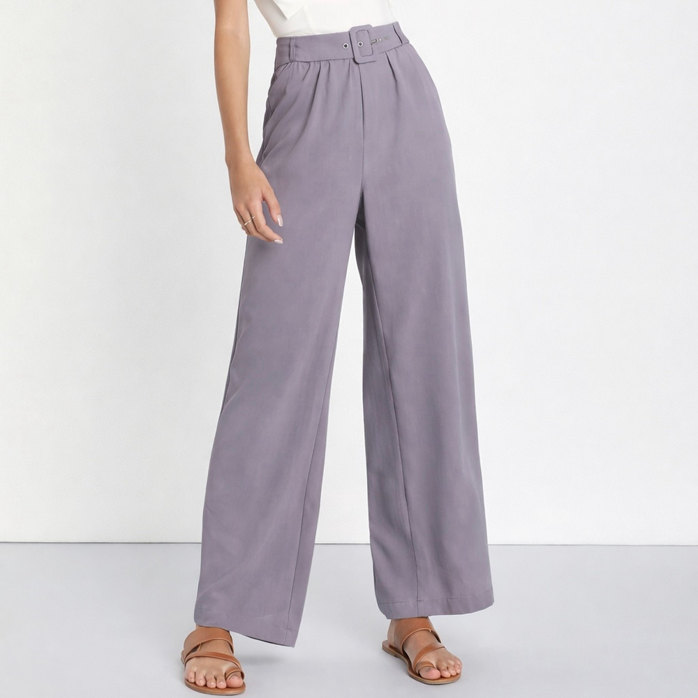 Lulus purple belted wide leg trousers